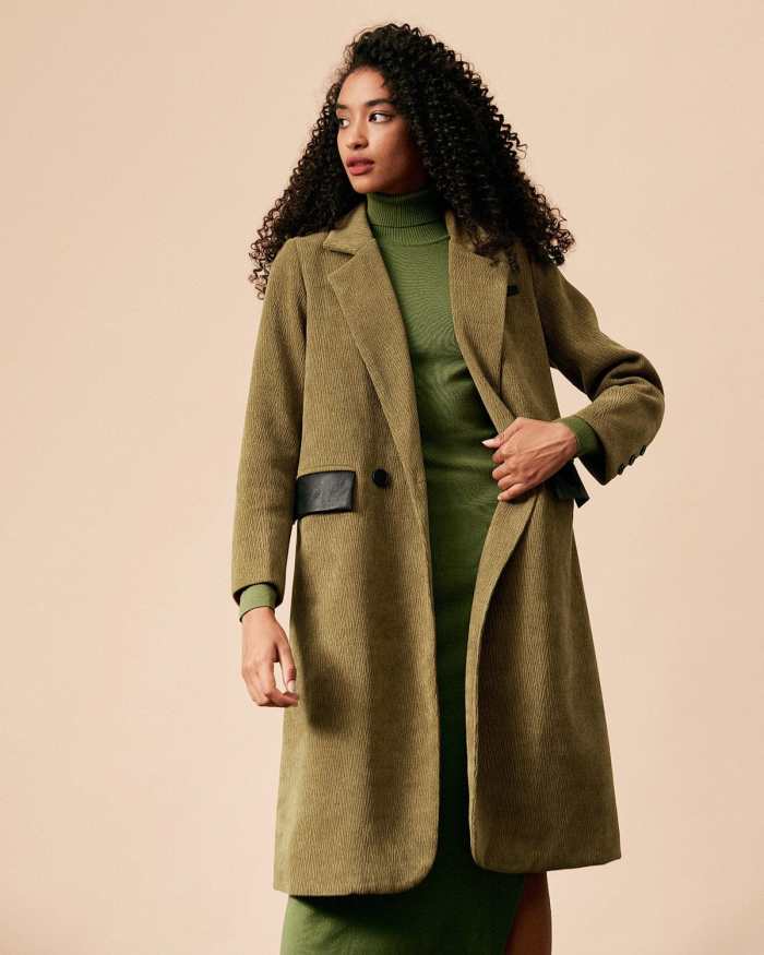 The Green Collared Mid-Length Trench Coat