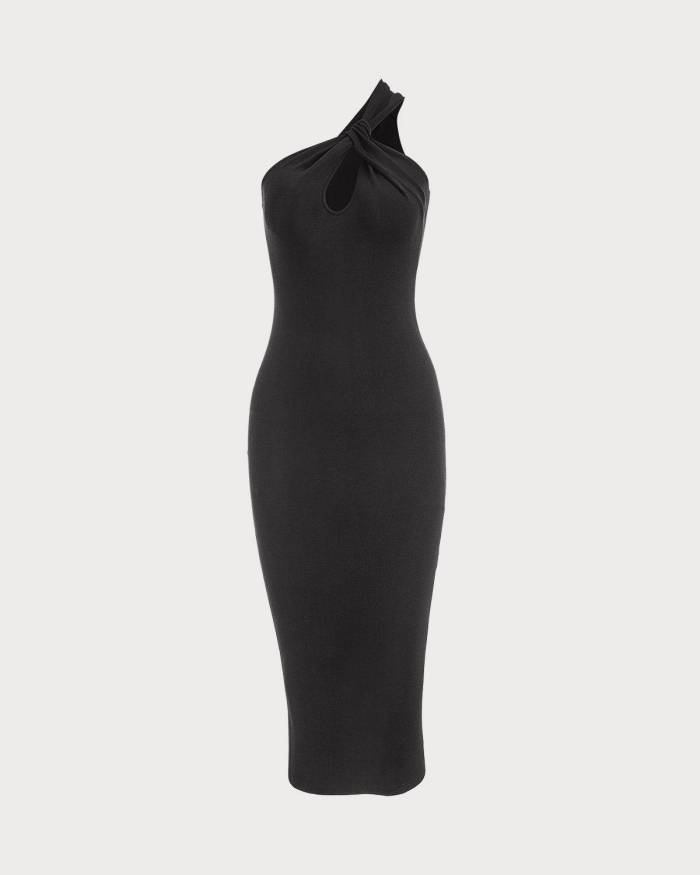 The Premium-Fabric Exposed Shoulder Cutout Bodycon Dress