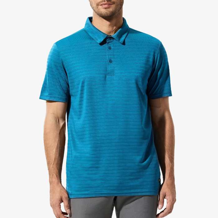 Men Striped Polo Shirts Quick Dry Casual Golf Collared Shirt