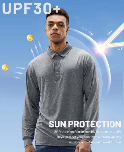 Men Golf Polo Shirt Sun Protection Quick Dry Sport Shirts