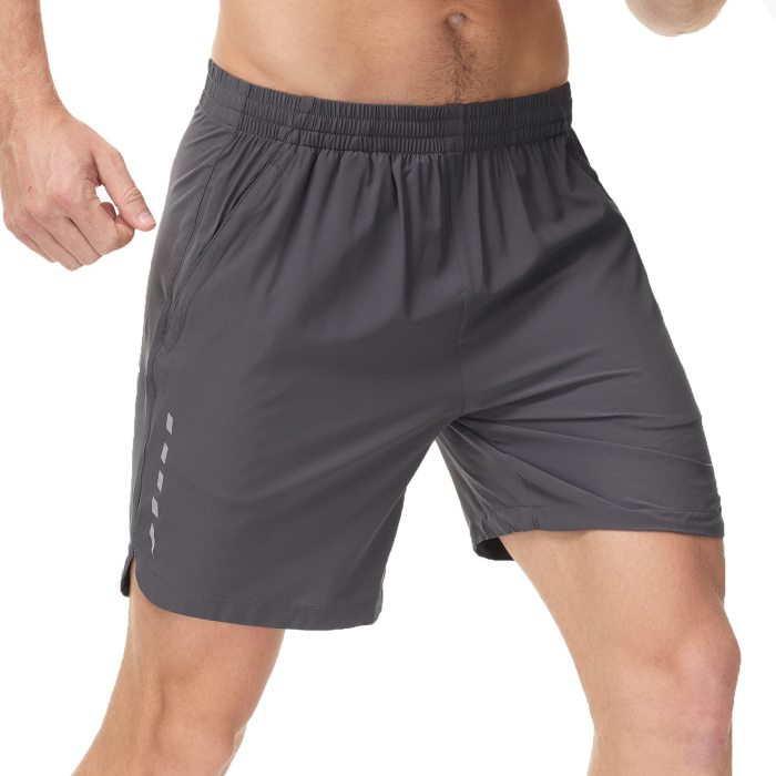 Men 7 Inch Running Shorts Quick Dry With Zipper Pockets
