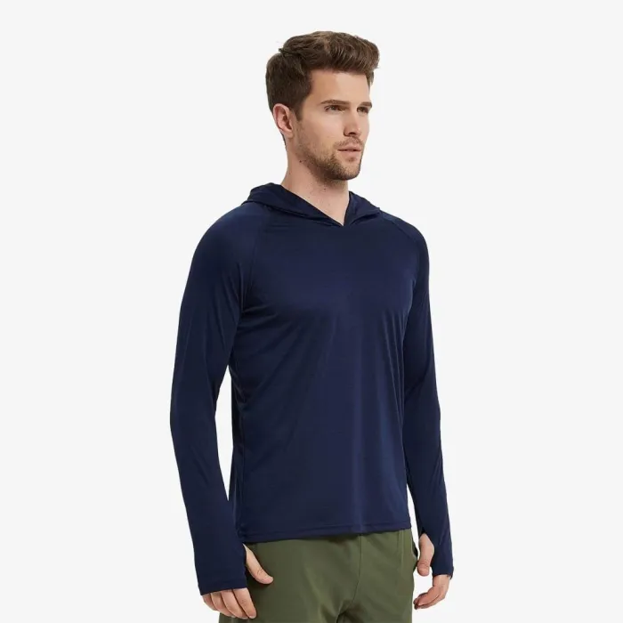 Men Sun Protection Hoodie 1/4 Zip Uv Shirts With Hood