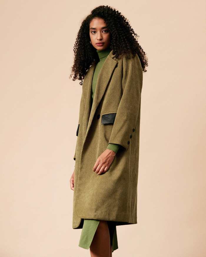 The Green Collared Mid-Length Trench Coat