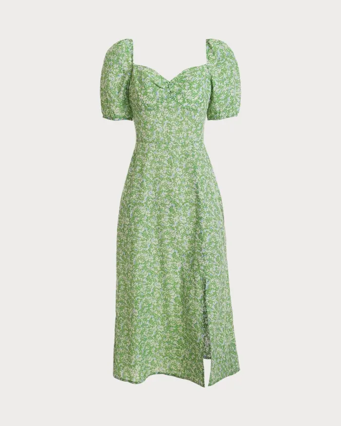 The Floral Side Split Midi Dress