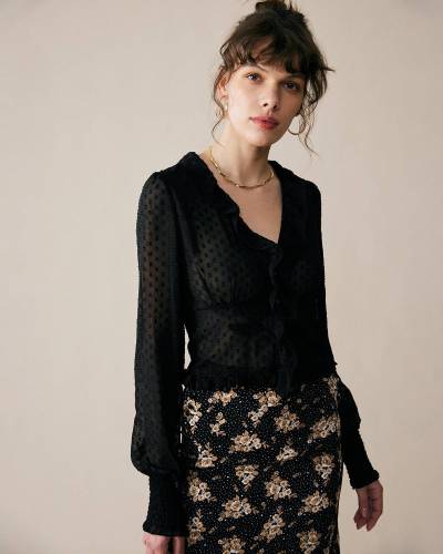 The Ruffle Trim See-Through Blouse