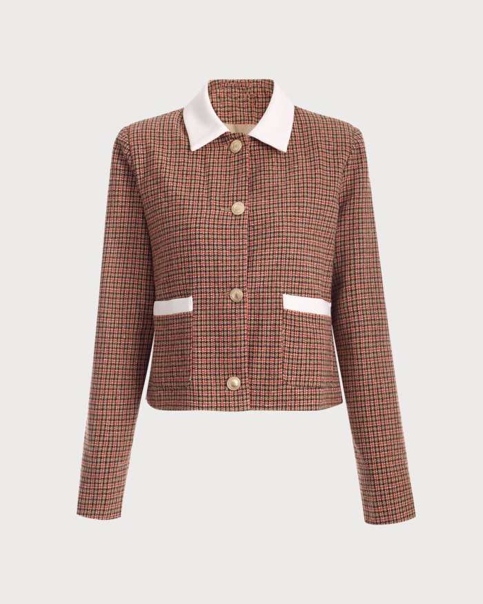 The Collared Button Up Plaid Tweed Jacket