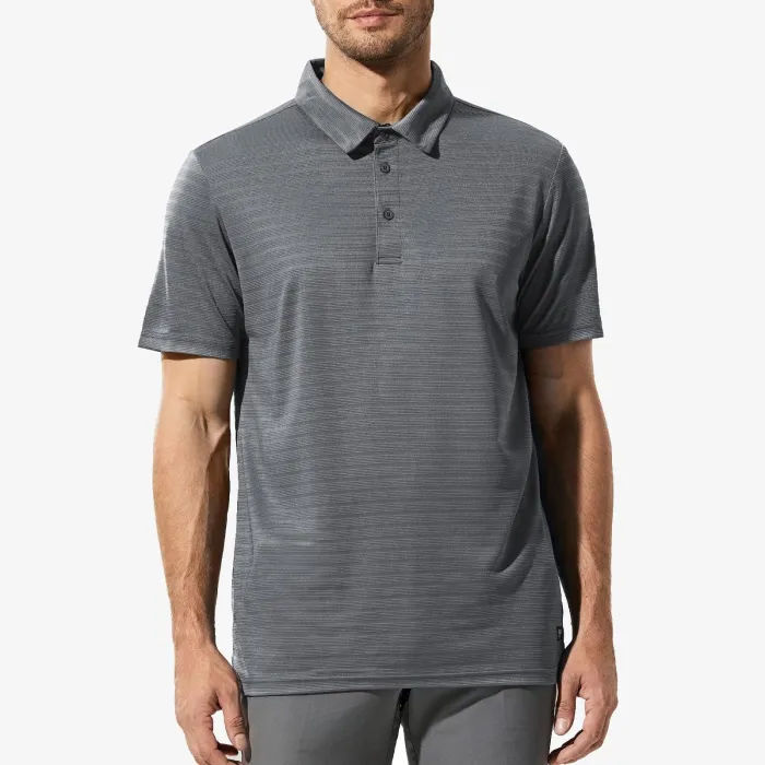 Men Striped Polo Shirts Quick Dry Casual Golf Collared Shirt