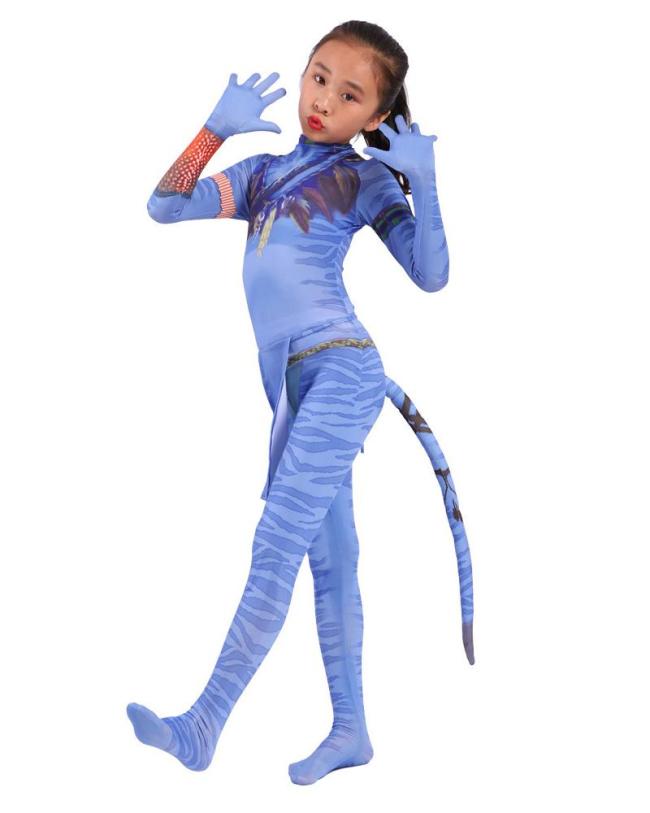 Avatar Girls Neytiri Cosplay School Play Bodysuit Kids Costume