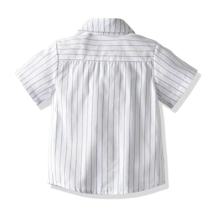 Baby Boys White Stripe Short Sleeve Shirt Bowtie Ripped Jeans Suits