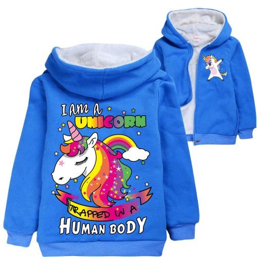 Rainbow Unicorn Keep Dab Dance Print Boys Fleece Lined Zip Up Hoodie