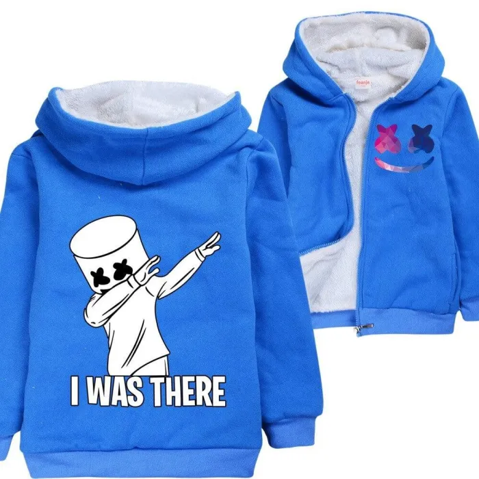 Dj Marshmello I Was There Print Boys Fleece Lined Zip Up Cotton Hoodie