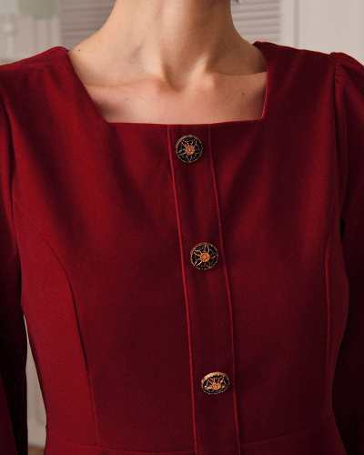 The Solid Square Neck Velvet Mini Dress