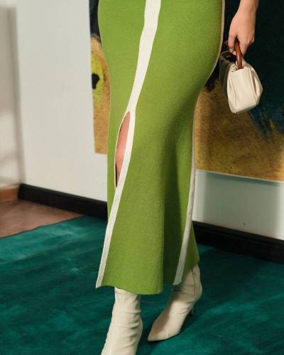 The Color Block Stripe Knit Maxi Dress