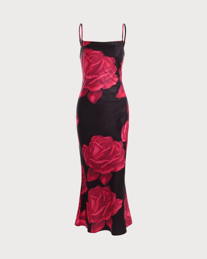 The Floral Cowl Neck Sling Maxi Dress