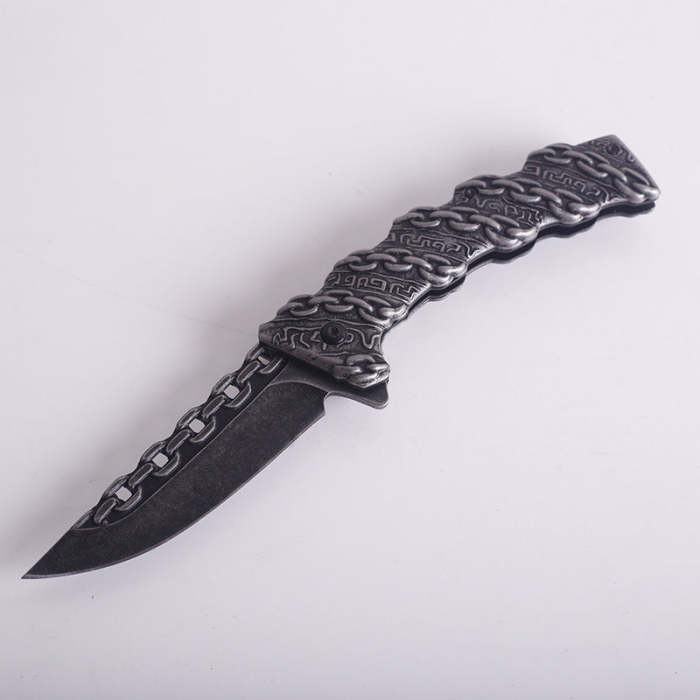 Embossed Folding Knife Mountaineering Portable Camping Knife For Self-Defense