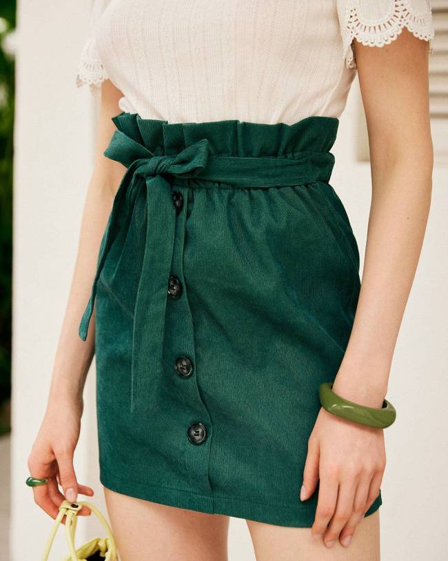 High Waist Tie Strap Bodycon Mini Skirt