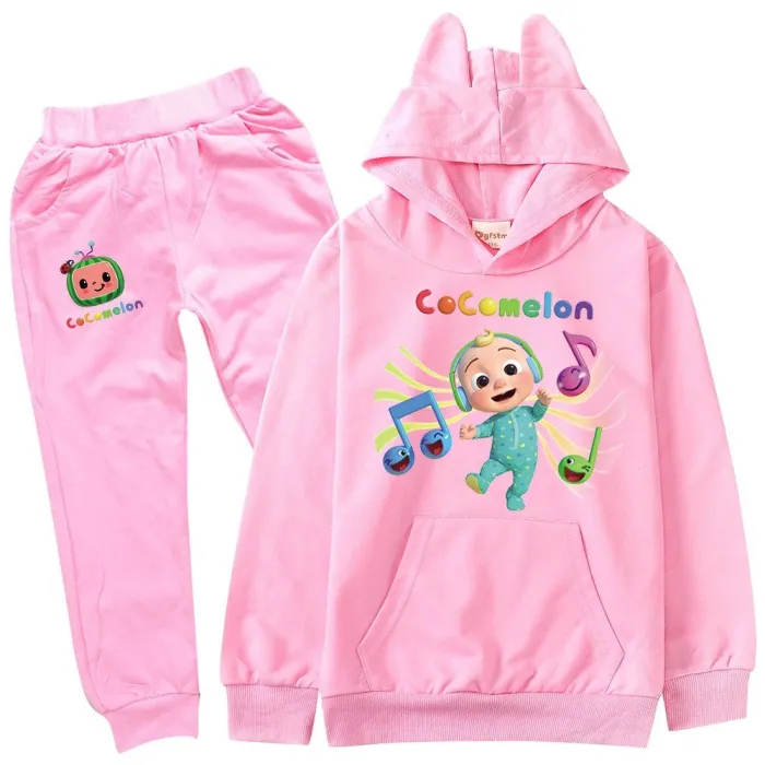 Musical Jj Baby Dance Print Girls Boys Cotton Hoodie Pants Long Outfit