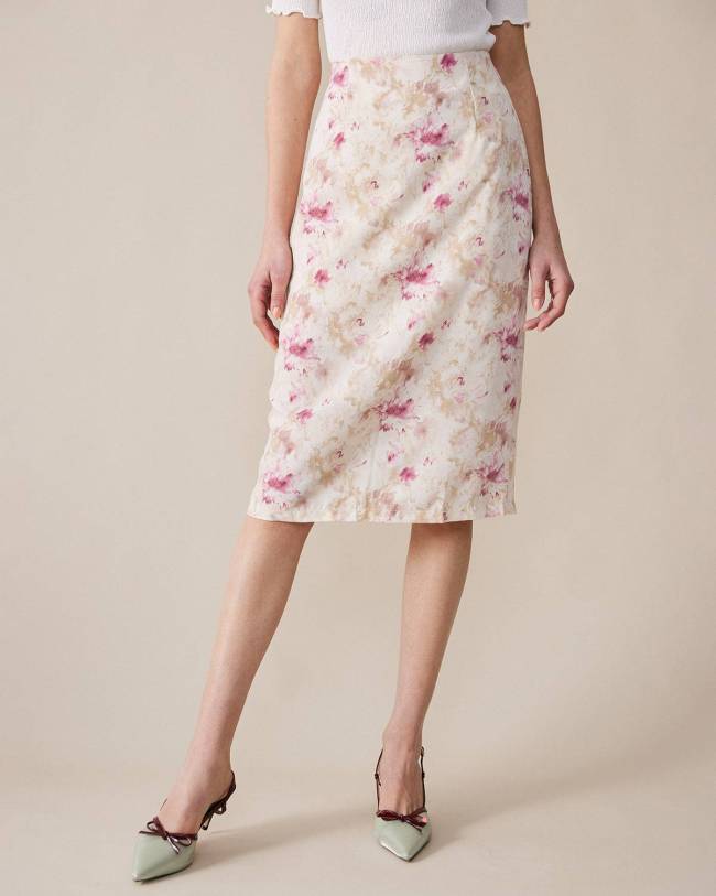 The High-Rise Floral Straight Skirt