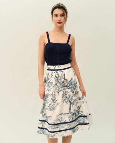 The Floral Pleated A-Line Skirt