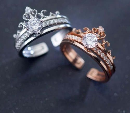 2-In-1 Crown Detachable Rings Set