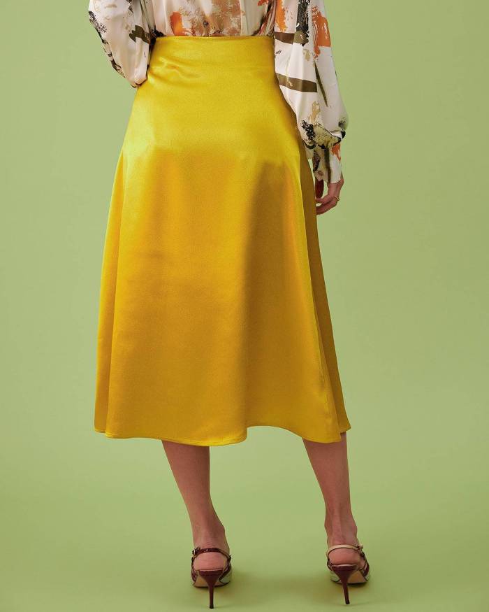 The Plain Satin A-Line Midi Skirt