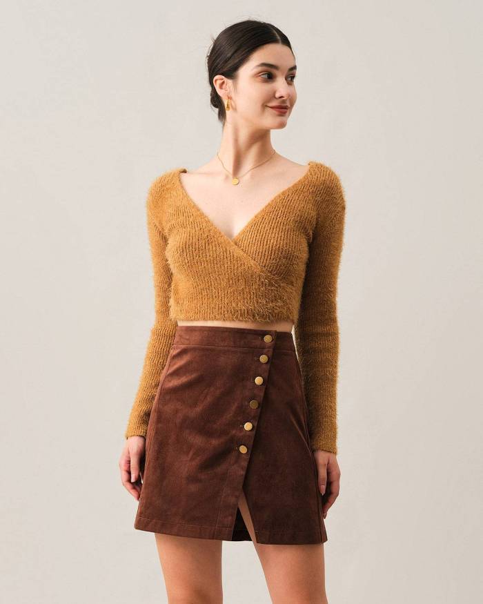 The Solid Button-Up Corduroy Skirt