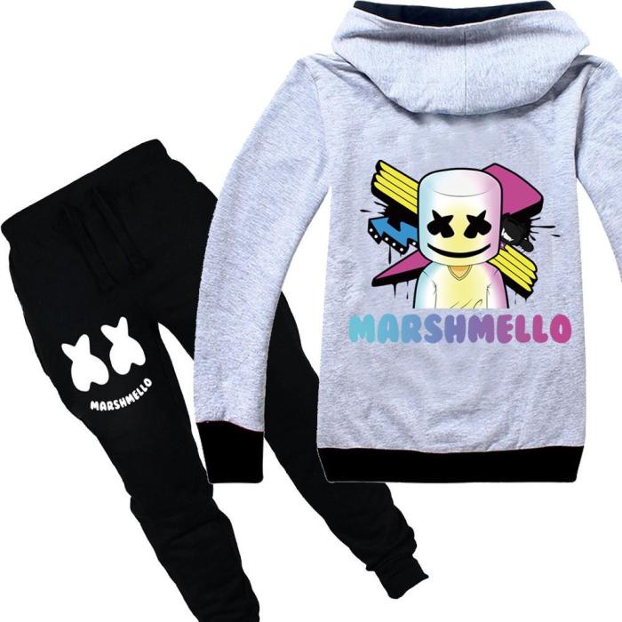 Arrows Dj Marshmello Boys Cotton Hoodie And Sweatpants Suit Outfit Set