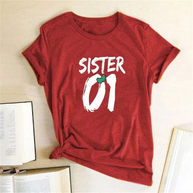Number 01 02 Print Best Friend T-Shirt