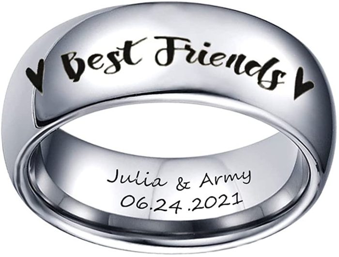 1Pc Best Friends Ring Engraved Name Date Bff Friendship Ring