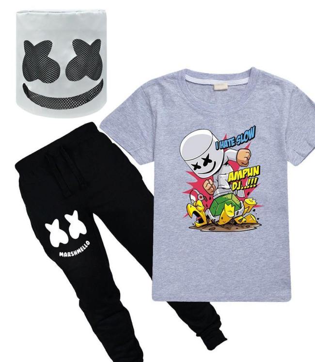 Boys Girls Dj Marshmello T Shirt And Sweatpants Kids Cosplay Costume