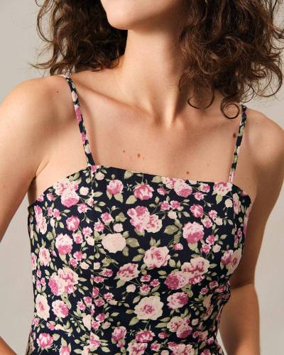 The Rose Print Midi Dress