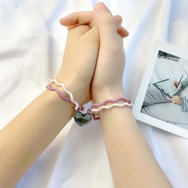 2Pcs Magnetic Wishing Stone Couples Bff Bracelet Chain