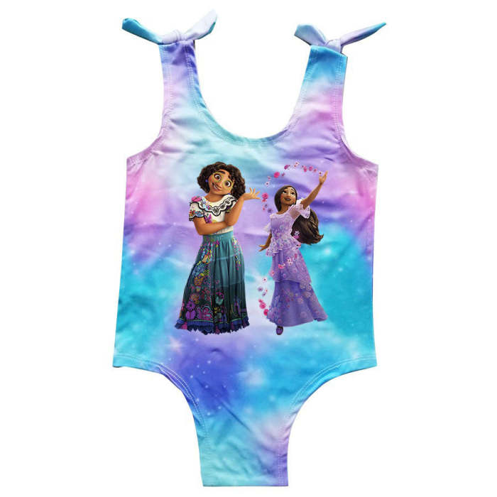 Girls Encanto Mirabel Isabela Print Rainbow Galaxy One Piece Swimsuit