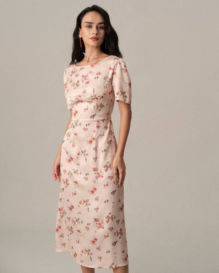 The Floral Tie Strap Cutout Midi Dress