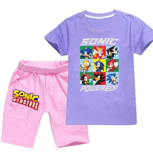 Girls Boys Sonic The Hedgehog Multi-Color T Shirt Pink Shorts Suit