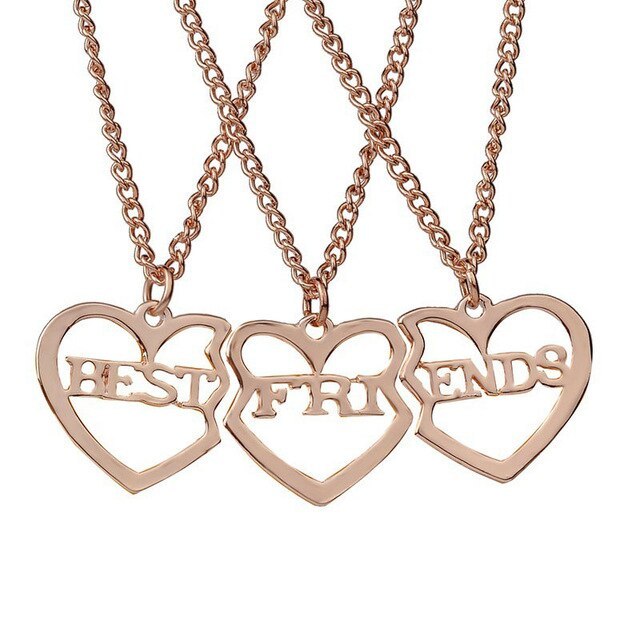 3 Best Friends Broken Heart Pendant Necklace