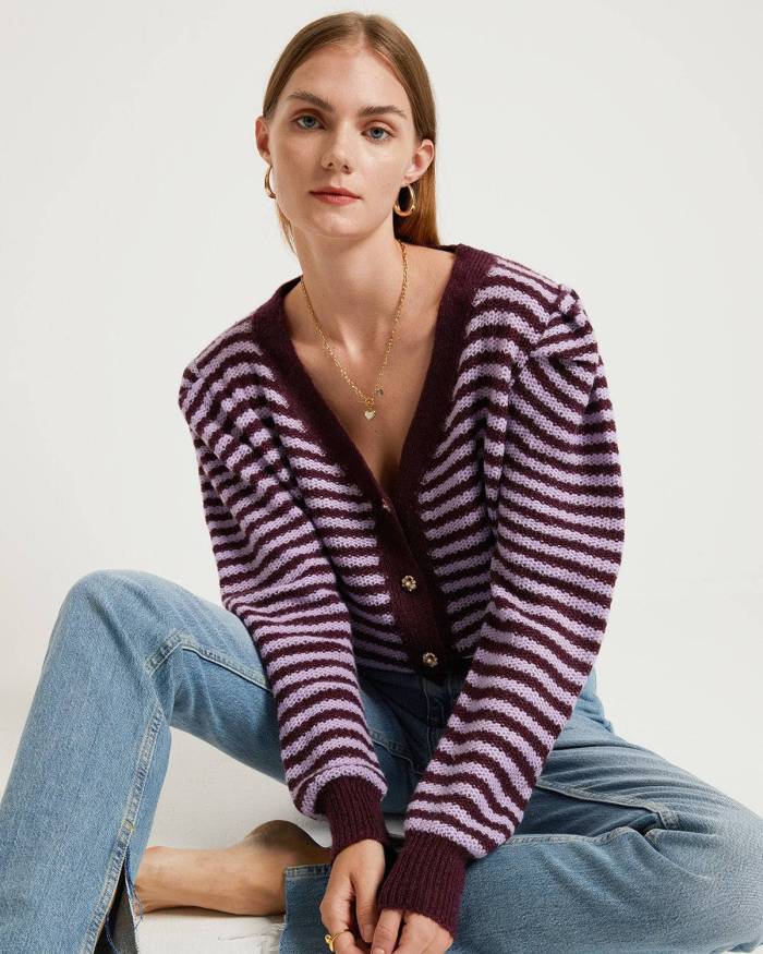 The V-Neck Striped Cardigan