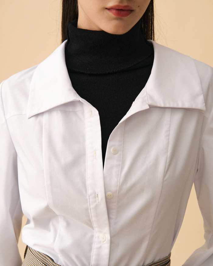 The Solid Lantern Sleeve Collared Shirt
