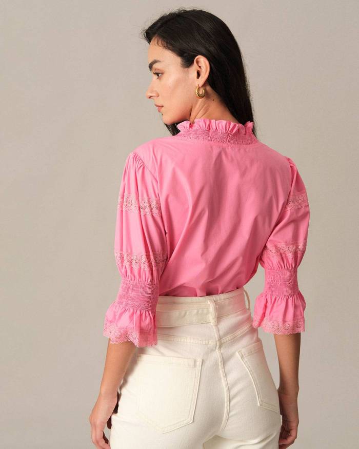 The Solid Lace Trim Blouse