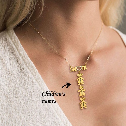 Custom Kid'S Name Mom Necklace With Kids Mom'S Gift