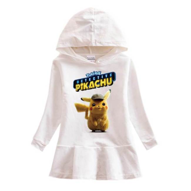 Pokemon Detective Pikachu Print Girls Long Sleeve Sweatshirt Dress