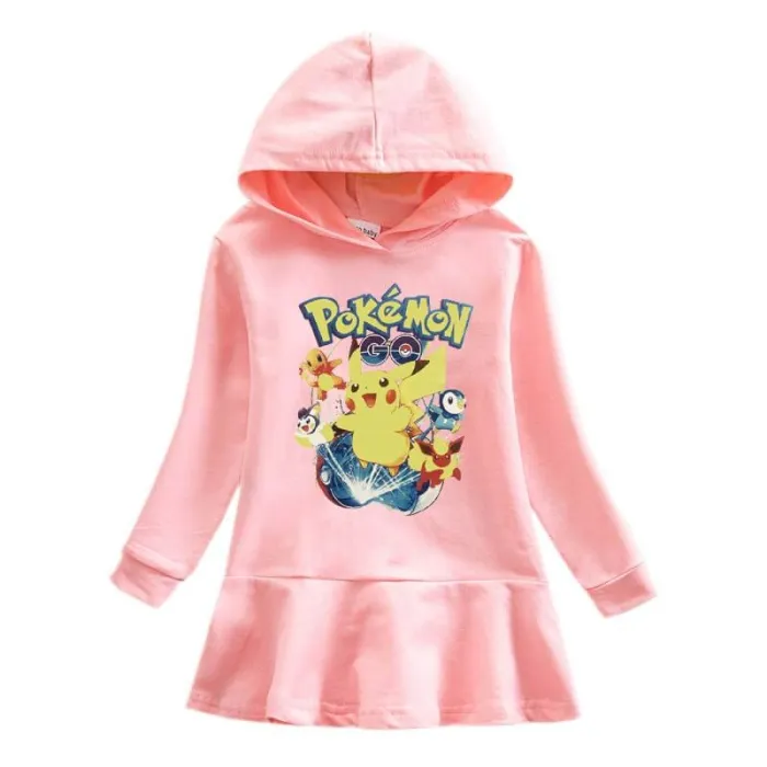 Girls Pokemon Detective Pikachu Print Long Sleeve Sweatshirt Dress