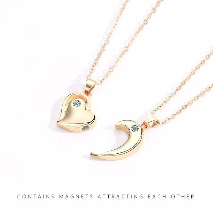 Glossy Love Couple Necklace A Pair Of Magnetite Necklaces