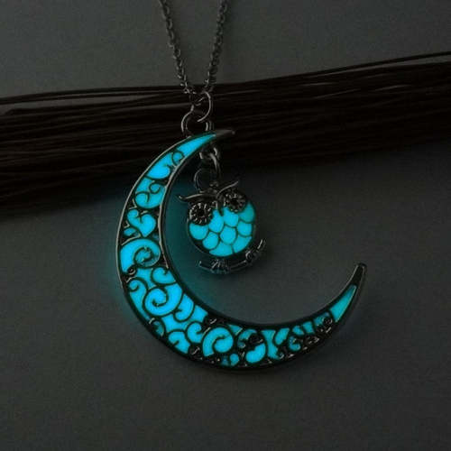 Luminous Owl Moon Pendant Necklaces
