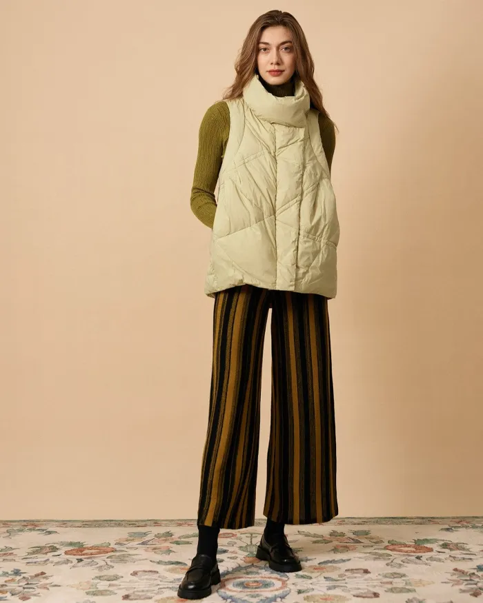 The Green Mock Neck Puffer Vest