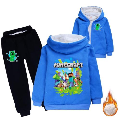 Minecraft Print Girls Boys Lined Cotton Hoodie N Sweatpants Sport Suit