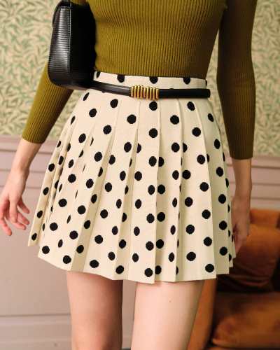 The Polka Dot High Waisted Pleated Skirt