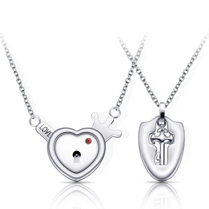 Lock Key Necklaces Couples Bffs Set