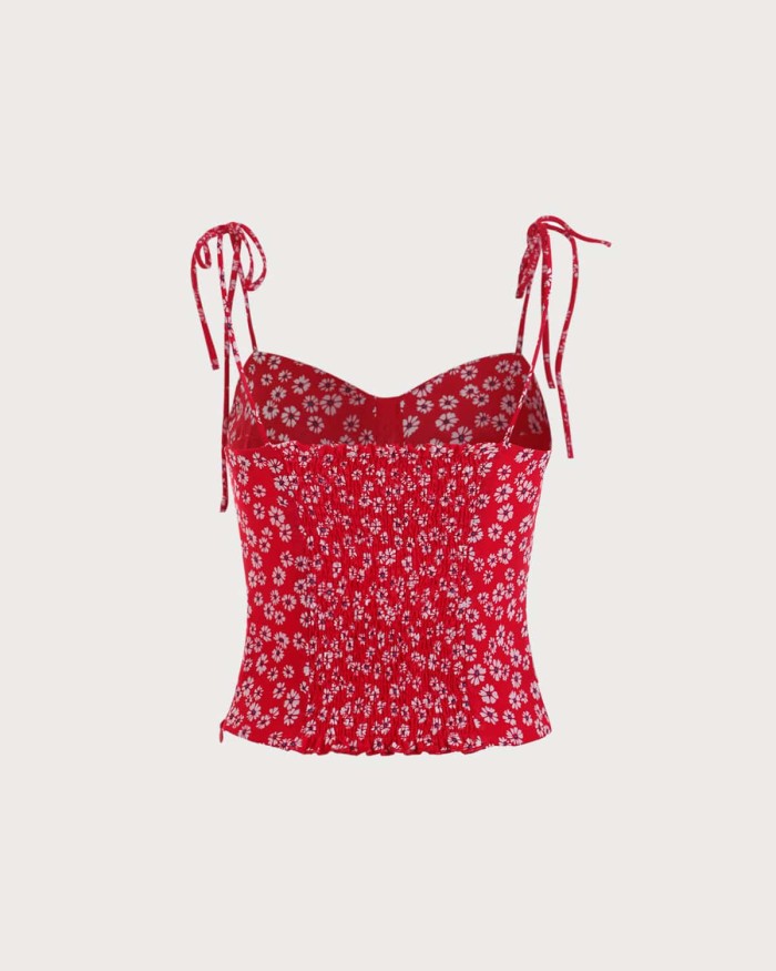 The Floral Print Tie Strap Cami Top