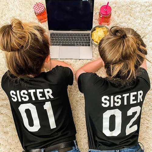 Sister 01 Sister 02 Matching Outfit Female Tops